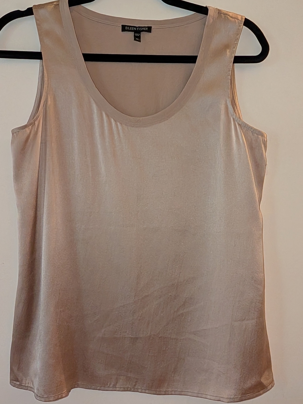 Eileen Fisher 95% Satin Soft Cream Satin Scoop-Neck Camisole Size Xs